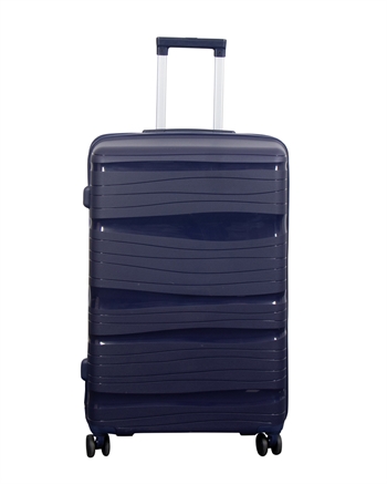 Billede af Stor kuffert - Waves blå - Letvægts kuffert i Polypropylen - Smart rejsekuffert