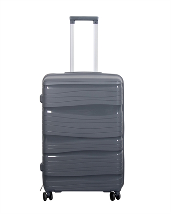 Billede af Stor kuffert - Waves grå - Letvægts kuffert i Polypropylen - Smart rejsekuffert