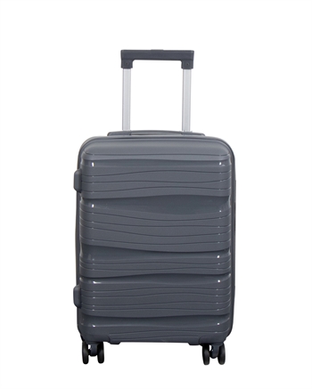 Kabinekuffert - Letvægts kuffert i polypropylen - Waves grå - Hardcase rejsekuffert