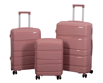 Billede af Kuffertsæt - 3 Stk. - Letvægts kufferter - Polypropylen - Waves - Rosa kuffertsæt