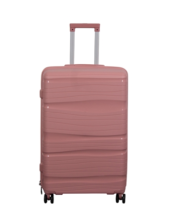 Billede af Stor kuffert - Waves rosa - Letvægts kuffert i Polypropylen - Smart rejsekuffert