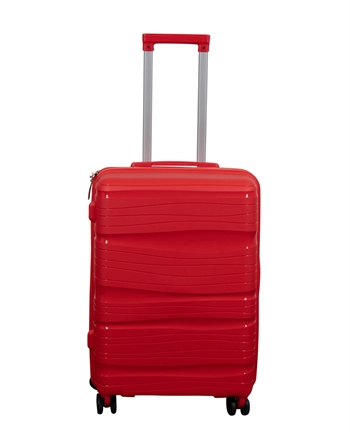 Kuffert - Waves rød - Mellem størrelse - Letvægts kuffert i Polypropylen - Smart rejsekuffert