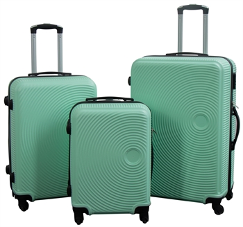 Se Kufferter - Sæt med 3 stk. - Eksklusivt hardcase kuffertsæt tilbud - Pastel grønne cirkler hos Dynezonen.dk