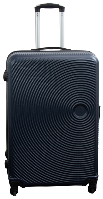Billede af Stor kuffert - Mørkeblå cirkler - Hard case kuffert - Billig smart rejsekuffert