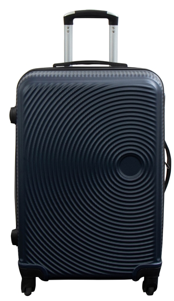 Kuffert - Str. Medium - Hard case kuffert - Mørkeblå cirkler - Smart billig rejsekuffert