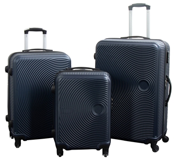 Se Kufferter - Sæt med 3 stk. - Eksklusivt hardcase kuffertsæt tilbud - Mørkeblå cirkler hos Dynezonen.dk