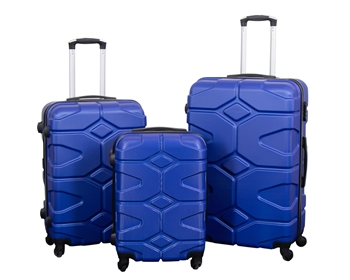 Kuffertsæt - 3 stk. - Hardcase rejsekufferter - Military  Blå - Letvægts kufferter
