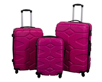Kuffertsæt - 3 stk. - Hardcase rejsekufferter - Military Pink - Letvægts kufferter