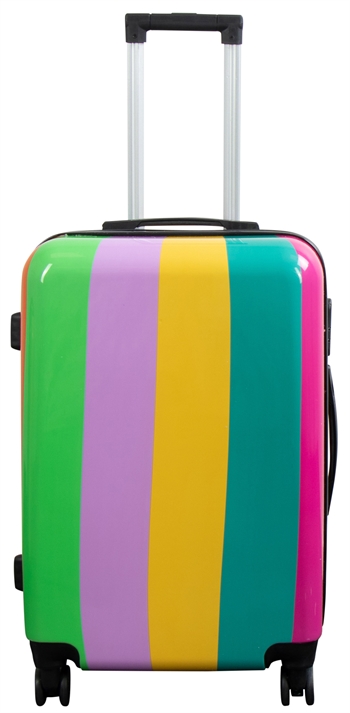 Billede af Kuffert - Hardcase kuffert - Str. Medium - Kuffert med motiv - Regnbue Striber - Eksklusiv letvægt rejsekuffert hos Dynezonen.dk