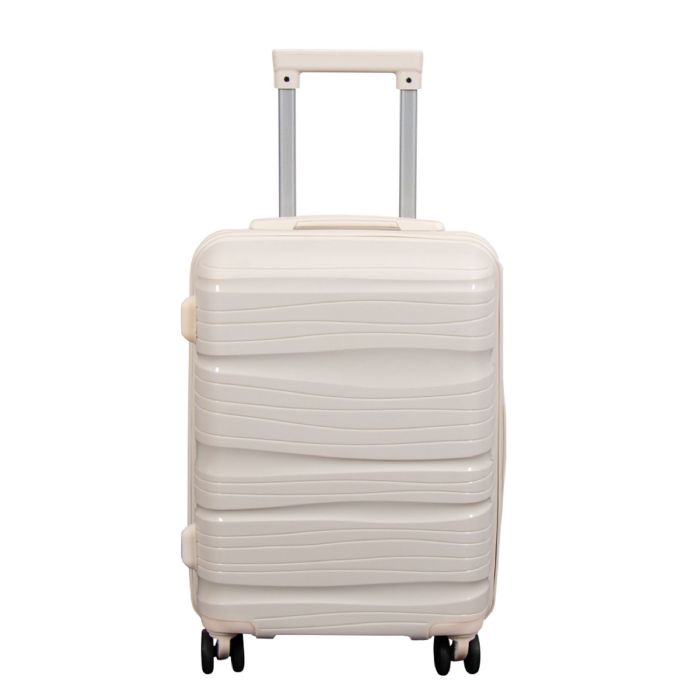 Billede af Kabinekuffert - Letvægt kuffert - Polypropylen - Str. lille - Waves - Beige trolley