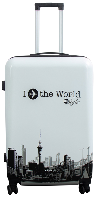Billede af Stor kuffert - I Love The World hardcase kuffert - Eksklusiv rejsekuffert