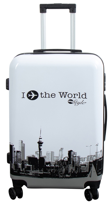 Billede af Mellem kuffert - I Love The World - hardcase kuffert - Eksklusiv rejsekuffert