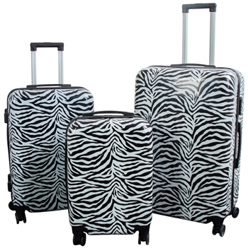 Se Kuffertsæt - 3 Stk. - Kuffert med motiv - Zebra - Hardcase letvægt kuffert med 4 hjul hos Dynezonen.dk