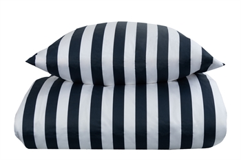 Stribet sengetøj til dobbeltdyne - 200x200 cm - Blødt bomuldssatin - Nordic Stripe - Blåt og hvidt sengesæt