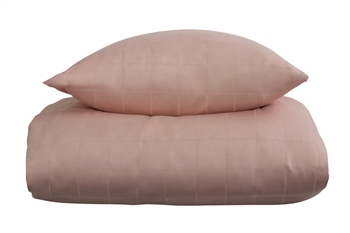 Sengetøj 140x200 cm - Blødt, jacquardvævet bomuldssatin - Check rosa - By Night sengesæt