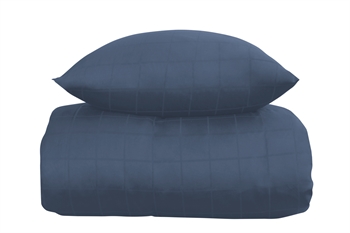 Sengetøj 140x220 cm - Blødt, jacquardvævet bomuldssatin - Check blå - By Night sengesæt