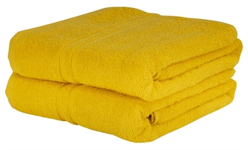 Badehåndklæde - 65x130 cm - Gul - 100% Bomulds håndklæde - Ekstra blødt