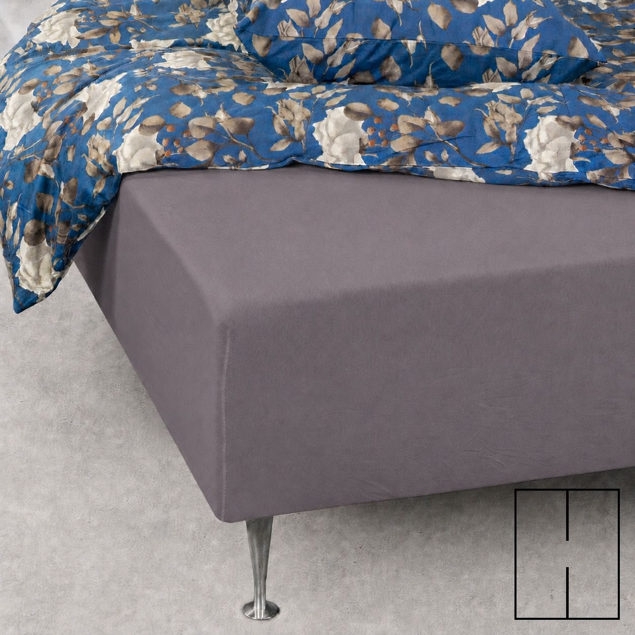 Splitlagen - H-split - 160x200 cm - Antracitgrå - 100% Bomuld jersey lagen - Stræklagen til elevationsseng