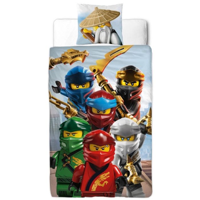Ninjago sengetøj - 140x200 cm - LEGO Ninjago Master Wu - 2 i 1 Sengesæt - 100% bomuld