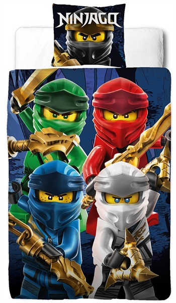 Billede af Ninjago sengetøj - 140x200 cm - LEGO Ninjago Ninjaer - 2 i 1 Sengesæt - 100% fint vævet bomuld