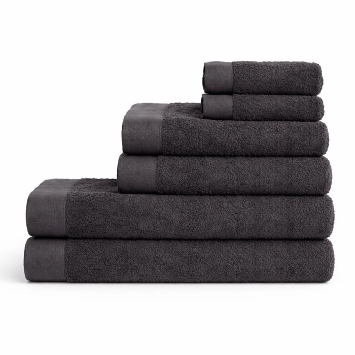 Bomulds håndklæder - 100% bomuld - 6-pak - Valmue - Mørkegrå