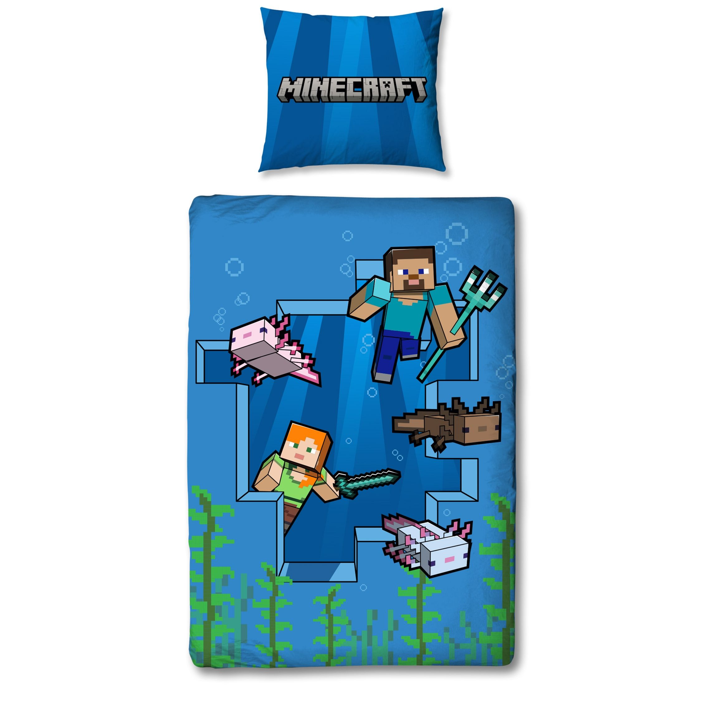 Minecraft Alex og Steve - Sengetøj - Blå - 150x210 cm