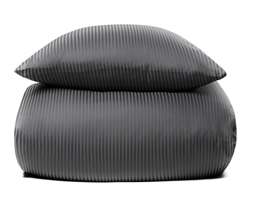 Billede af Sengetøj 200x200 cm - Gråt, stribet sengetøj - 100% Egyptisk bomuld - Dobbelt dynebetræk hos Dynezonen.dk