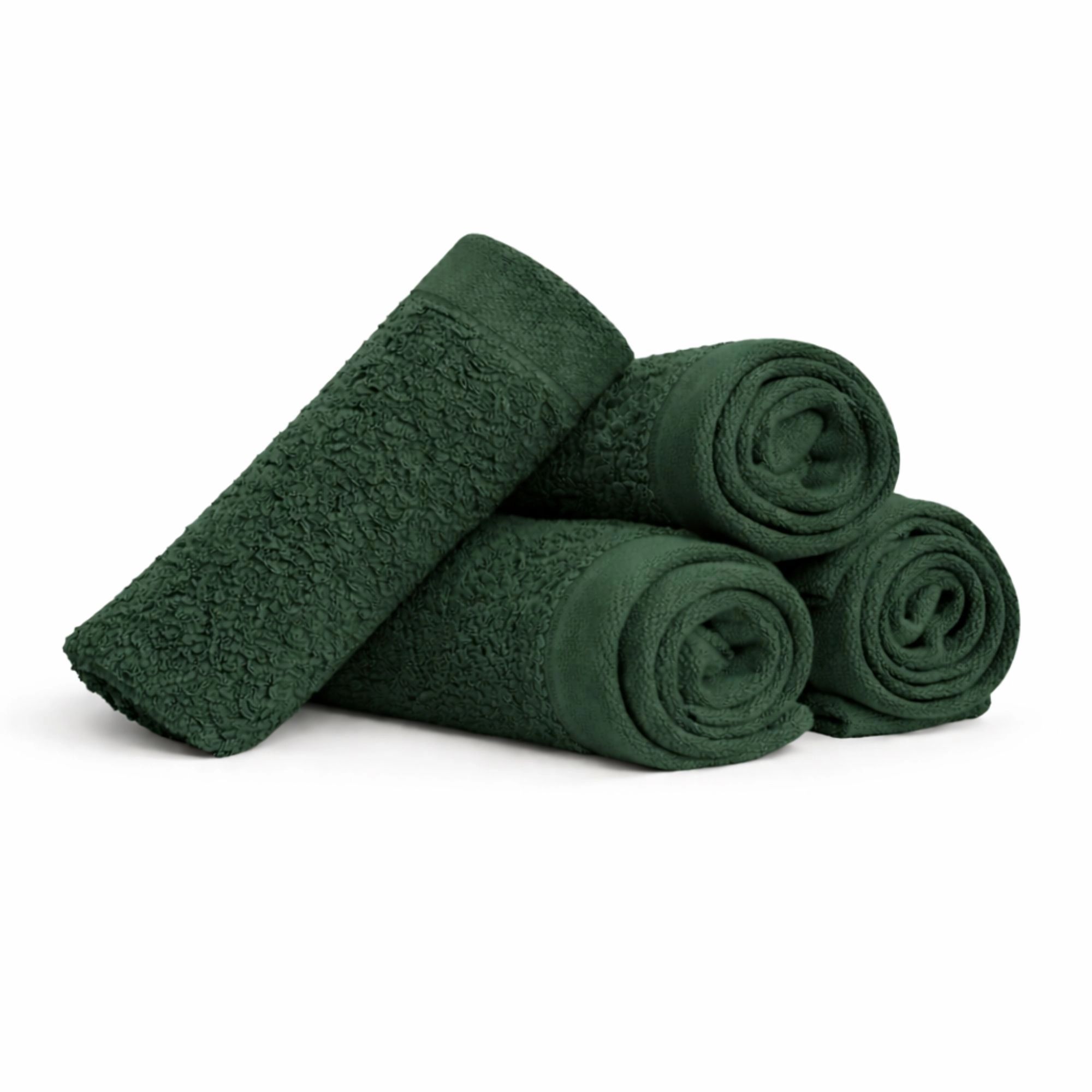 Bomulds vaskeklude - 100% bomuld - Vaskeklude 30x30 cm - 4-pak - Valmue - Mørkegrøn