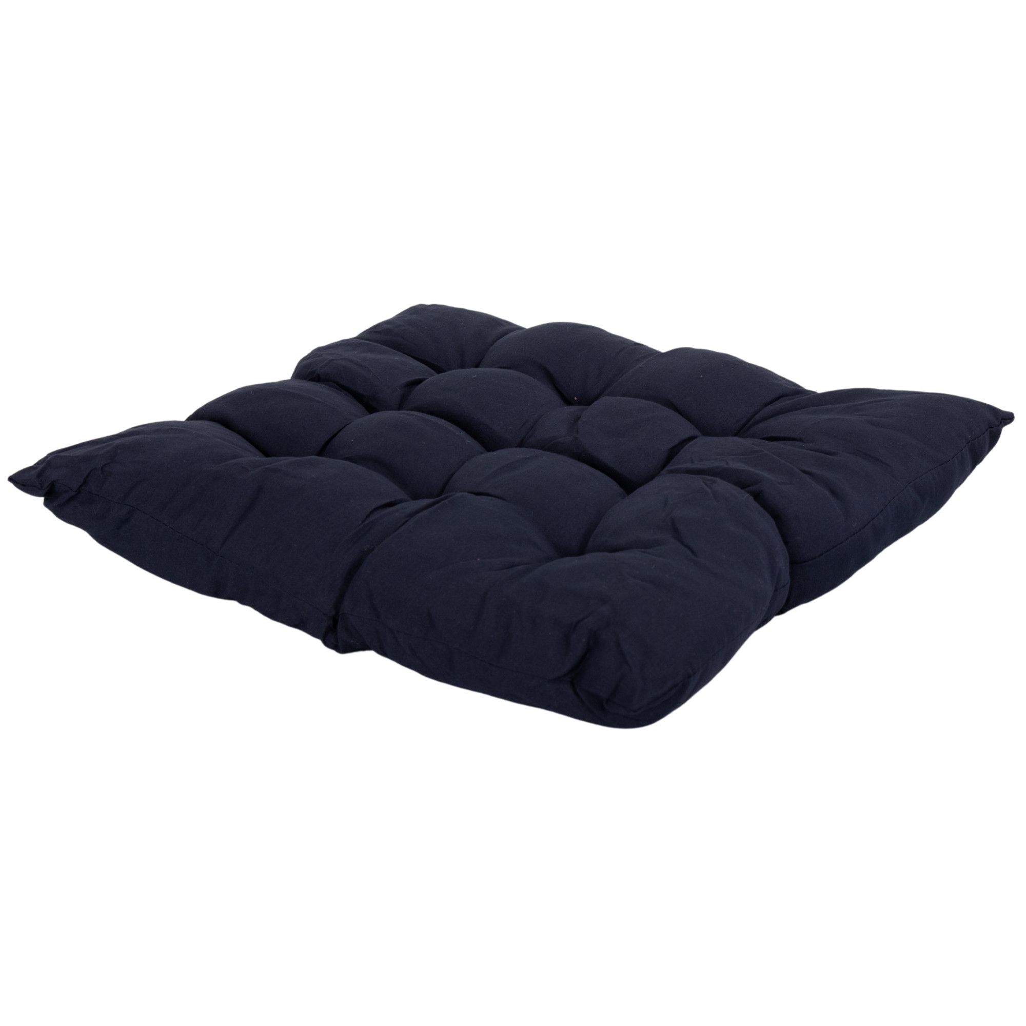 Stolehynde - 35x35x6 cm - Mørkeblå ensfarvet havehynde - Blød komfort hynde