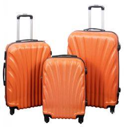 Kuffertsæt - 3 stk. - Musling orange - Praktisk hardcase kuffert