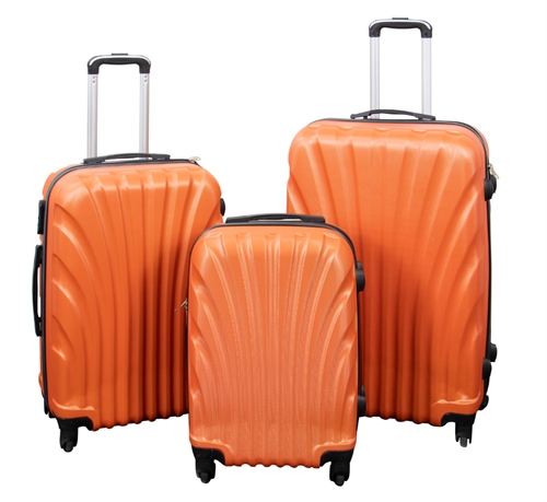 Billede af Kuffertsæt - 3 Stk. - Praktisk hardcase letvægt kuffert - Musling orange