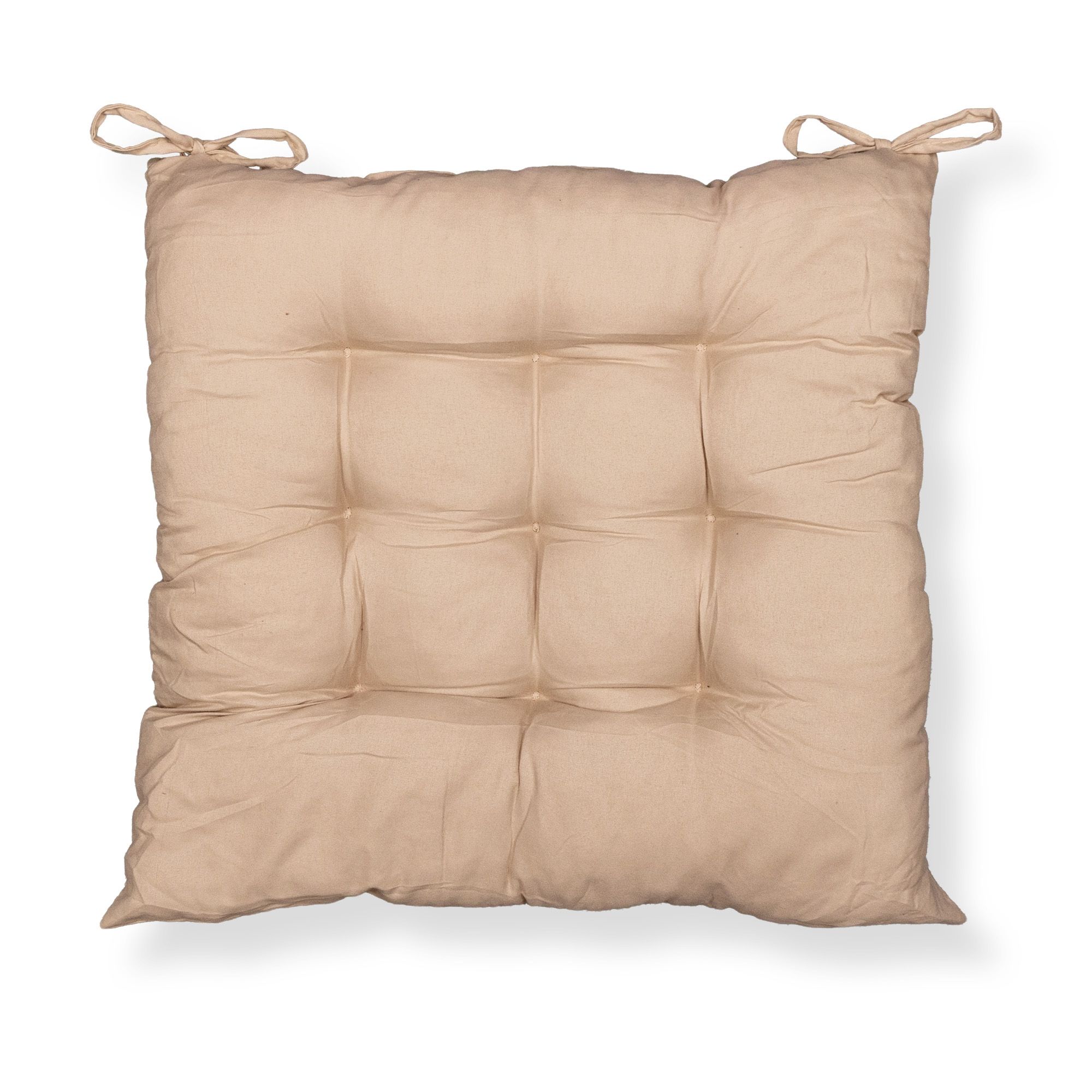 Stolehynde - 35x35x6 cm - Beige ensfarvet havehynde - Blød komfort hynde