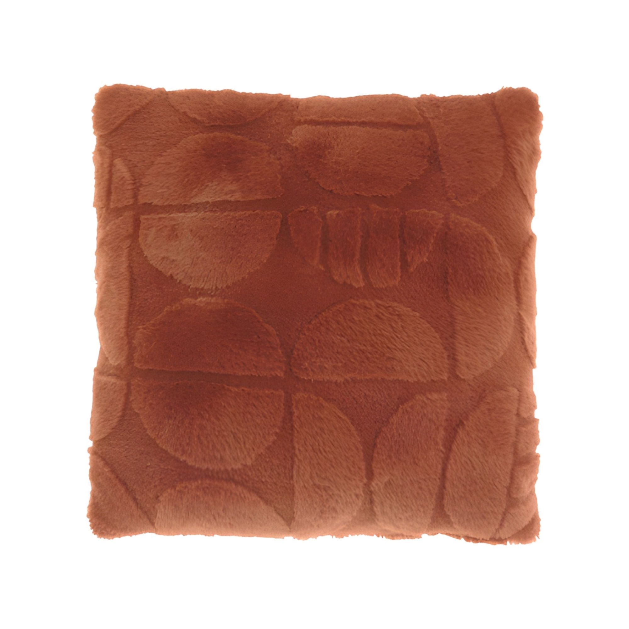 Pyntepude - 45x45 cm - Fake fur - Rødbrun
