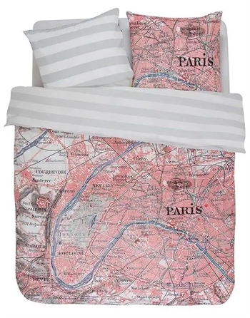 Billede af Sengetøj 140x200 cm - Paris Citymap - 2 i 1 dynebetræk - 100% bomulds sengesæt - Covers & Co