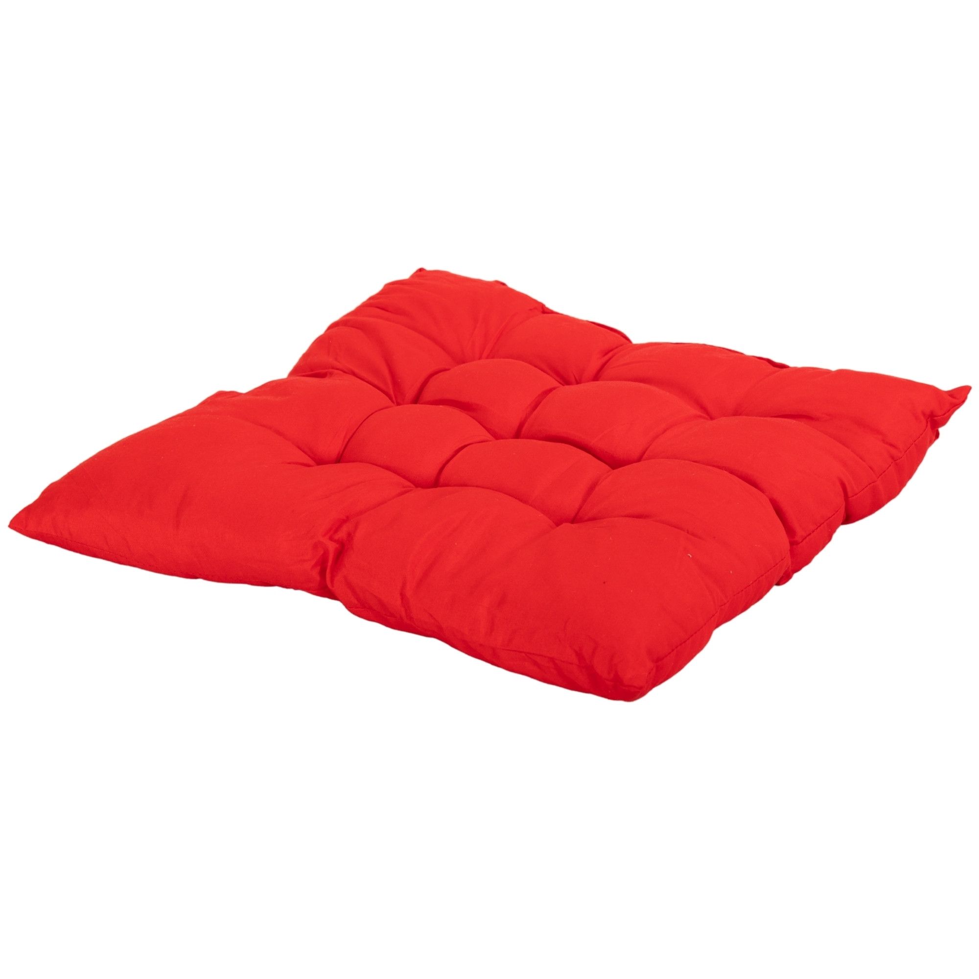 Stolehynde - 35x35x6 cm - Rød ensfarvet havehynde - Blød komfort hynde