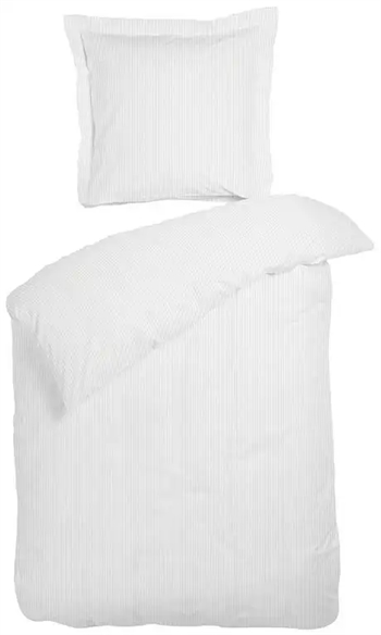 Billede af Sengetøj 240x220 cm - Raie hvid - Stribet dobbelt dynebetræk - 100% Bomuldssatin - Night & Day sengetøj