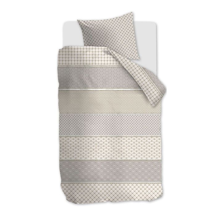 Mønstret sengetøj 140x220 cm - Sengesæt i 100% blød bomuld - Ropes Taupe - Riviéra Maison sengelinned