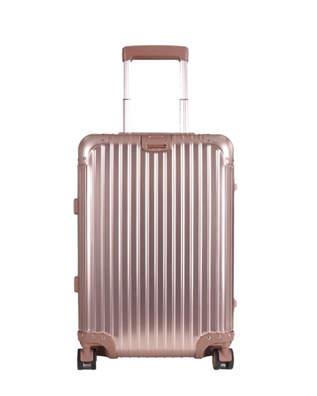 Se Håndbagage kuffert - Aluminiums kuffert - Rosa-guld - Luksuriøs trolley med TSA lås - 36 liter hos Dynezonen.dk