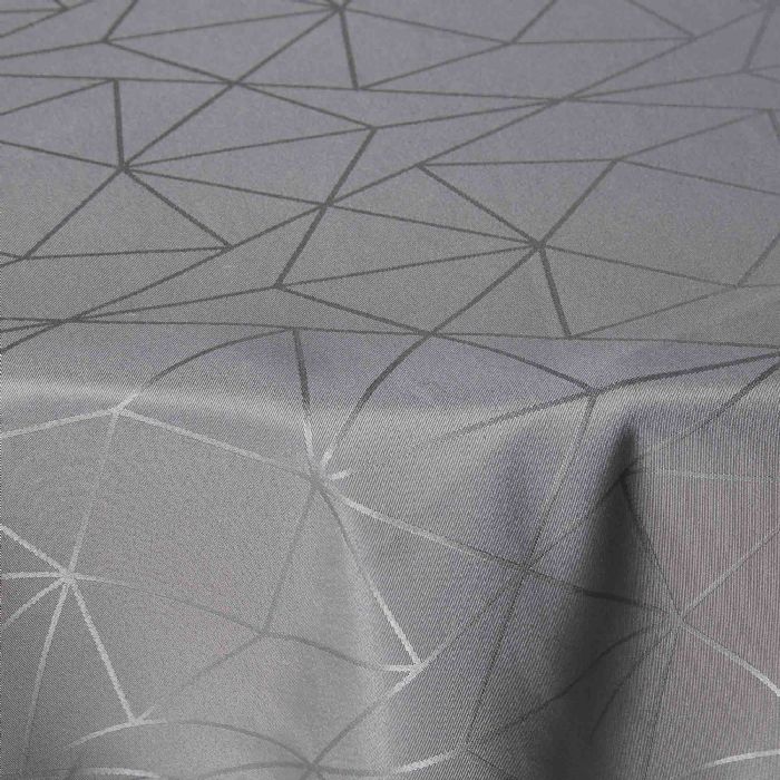 Rund dug - Ø230 cm - Grå dug - Jacquard vævet dug - Eksklusiv festdug