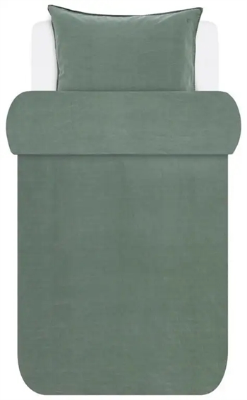 Se Marco polo sengetøj - 140x220 cm - Senja grønt sengetøj - 100% Enzymvasket bomulds sengesæt hos Dynezonen.dk