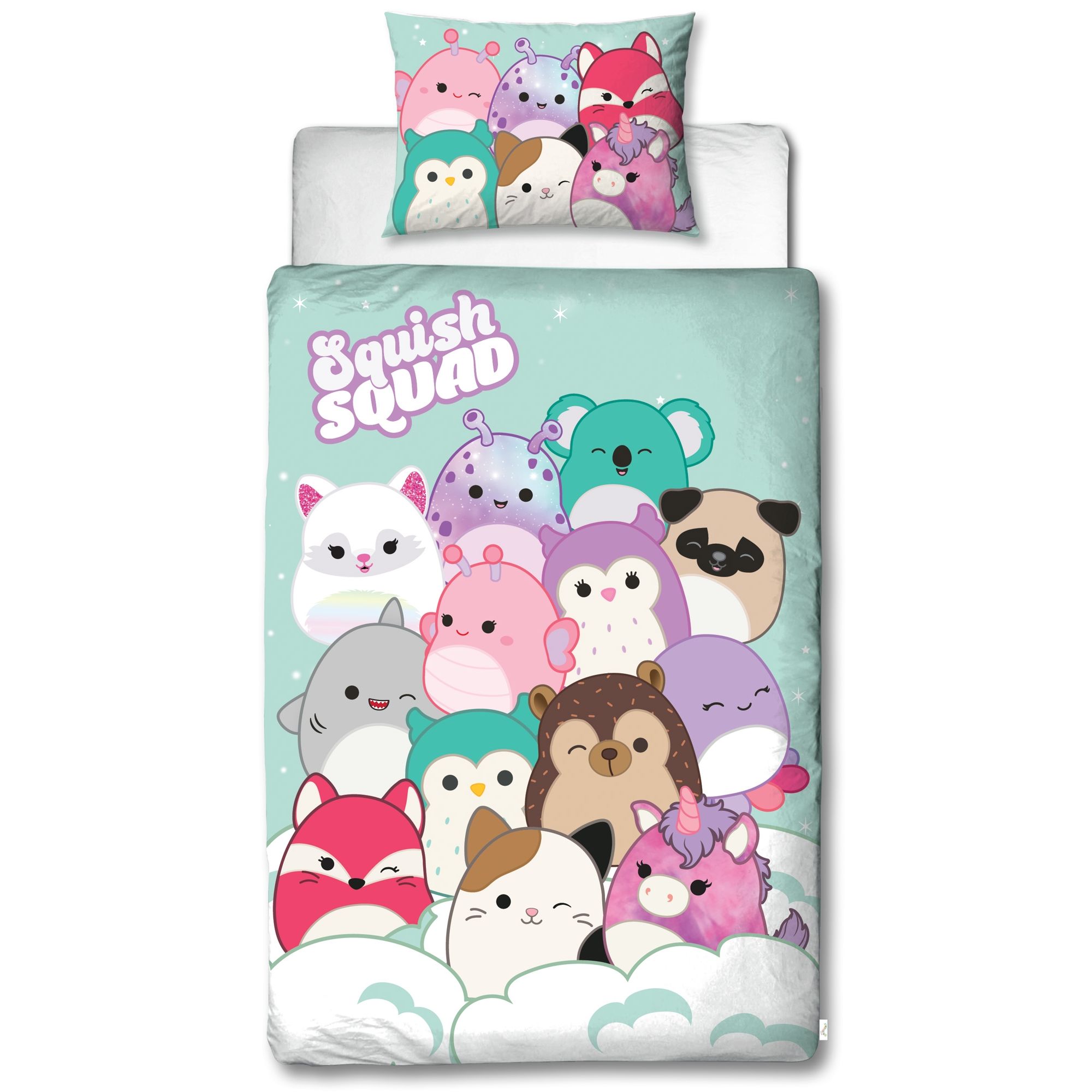 Squishmallows sengetøj - Vendbart design - Squishmallows sengesæt - 100% blødt bomuld sengelinned