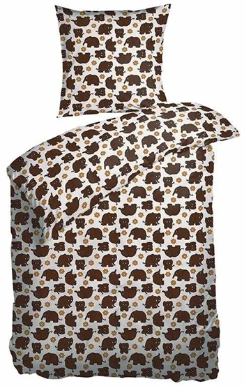Baby sengetøj 70x100 cm - Brun med elefanter - 100% Bomulds percale - Night & Day