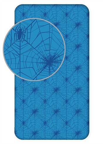 Børnelagen 90×200 cm – Blåt Spiderman lagen – 100% Bomuld – Faconlagen til madras