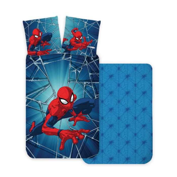 Spiderman sengetøj 140x200  cm - Vendbart betræk med 2 design - 100% bomuld