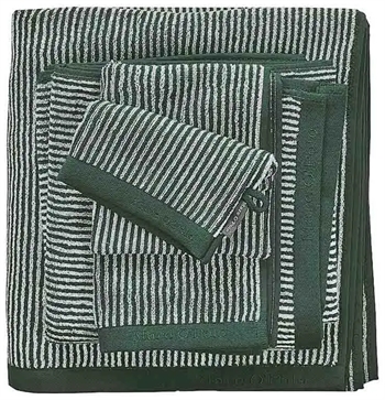 Marc O Polo Gæstehåndklæde - 30x50 cm - Mørkegrøn og hvid - 100% Bomuld - Luksus håndklæder