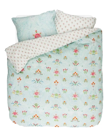 Billede af Blomstret sengetøj - 140x220 cm - Yes madam blue - Sengesæt med 2 design - 100% bomuld - Pip Studio sengetøj