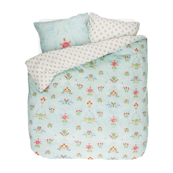 Billede af Blomstret sengetøj - 140x220 cm - Yes madam blue - Sengesæt med 2 design - 100% bomuld - Pip Studio sengetøj