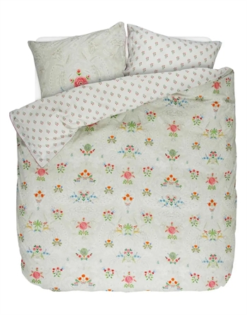 Billede af Blomstret sengetøj 140x220 cm - Yes madam khaki - Sengesæt med 2 i 1 sengesæt - 100% bomuld - Pip Studio
