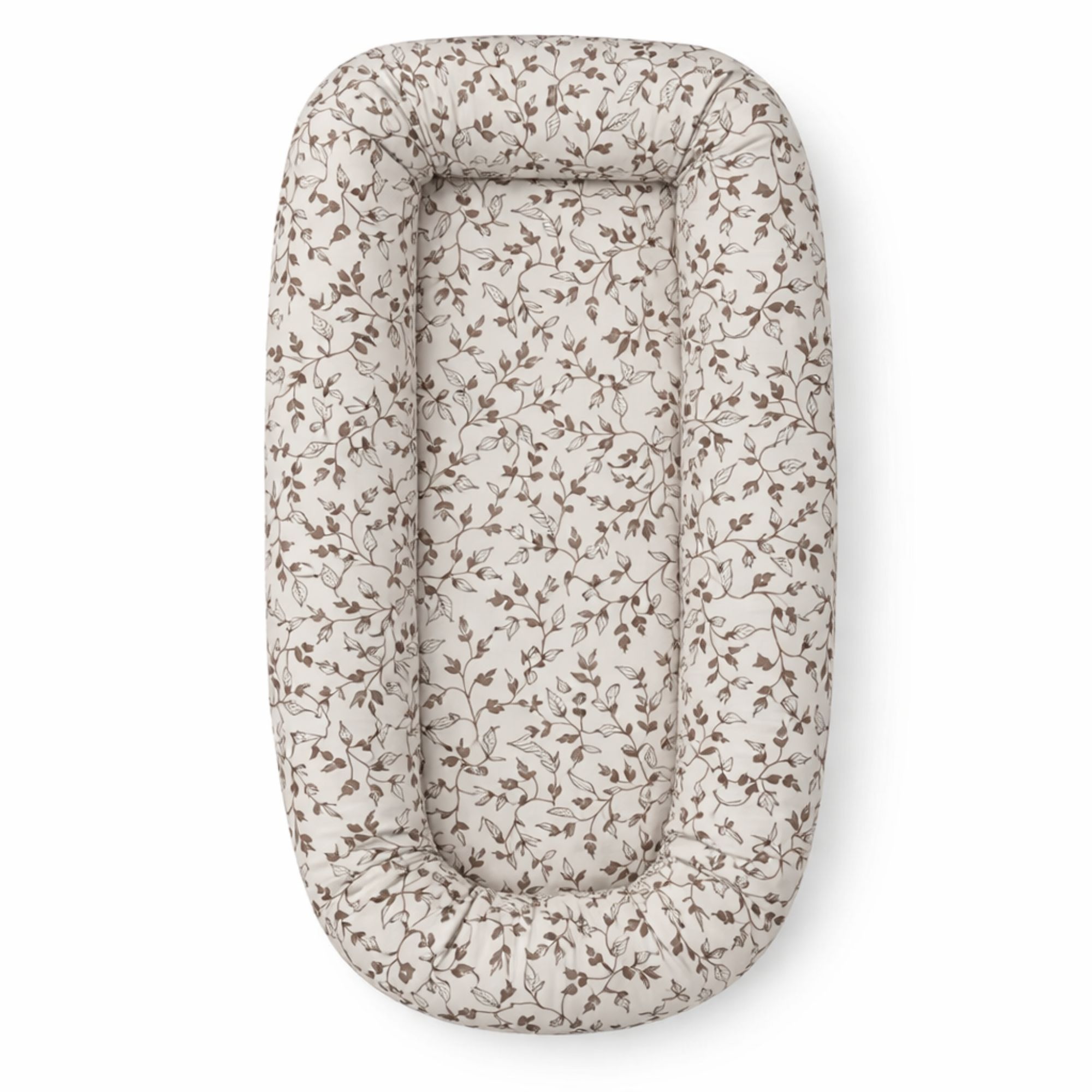 Babynest - 82x46x15 cm - Beige med blade
