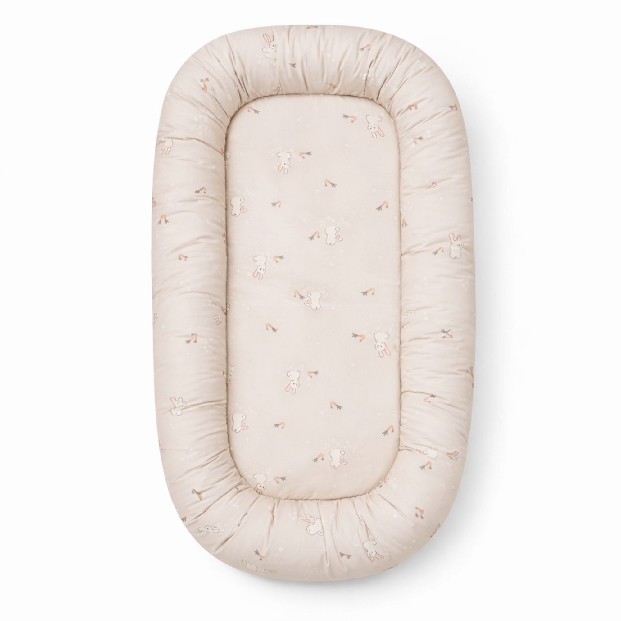 Babynest - 86x46x14,5 cm - Sandfarvet med kaniner
